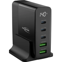 Ansmann Desktop Ladegerät mit Display DC5140PD 140W USB Ladegerät 140 W 2x USB-A, 3x USB-C® USB PD Ansmann Desktop Ladegerät mit Display DC5140PD 140W USB Ladegerät 140 W 2x USB-A, 3x USB-C® USB PD