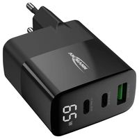 Ansmann USB-Ladegerät mit Display HC365PD 65W USB Ladegerät 65W 1x USB-A, 2x USB-C® USB PD Schwarz Innenbereich Ansmann USB-Ladegerät mit Display HC365PD 65W USB Ladegerät 65W 1x USB-A, 2x USB-C® USB PD Schwarz Innenbereich