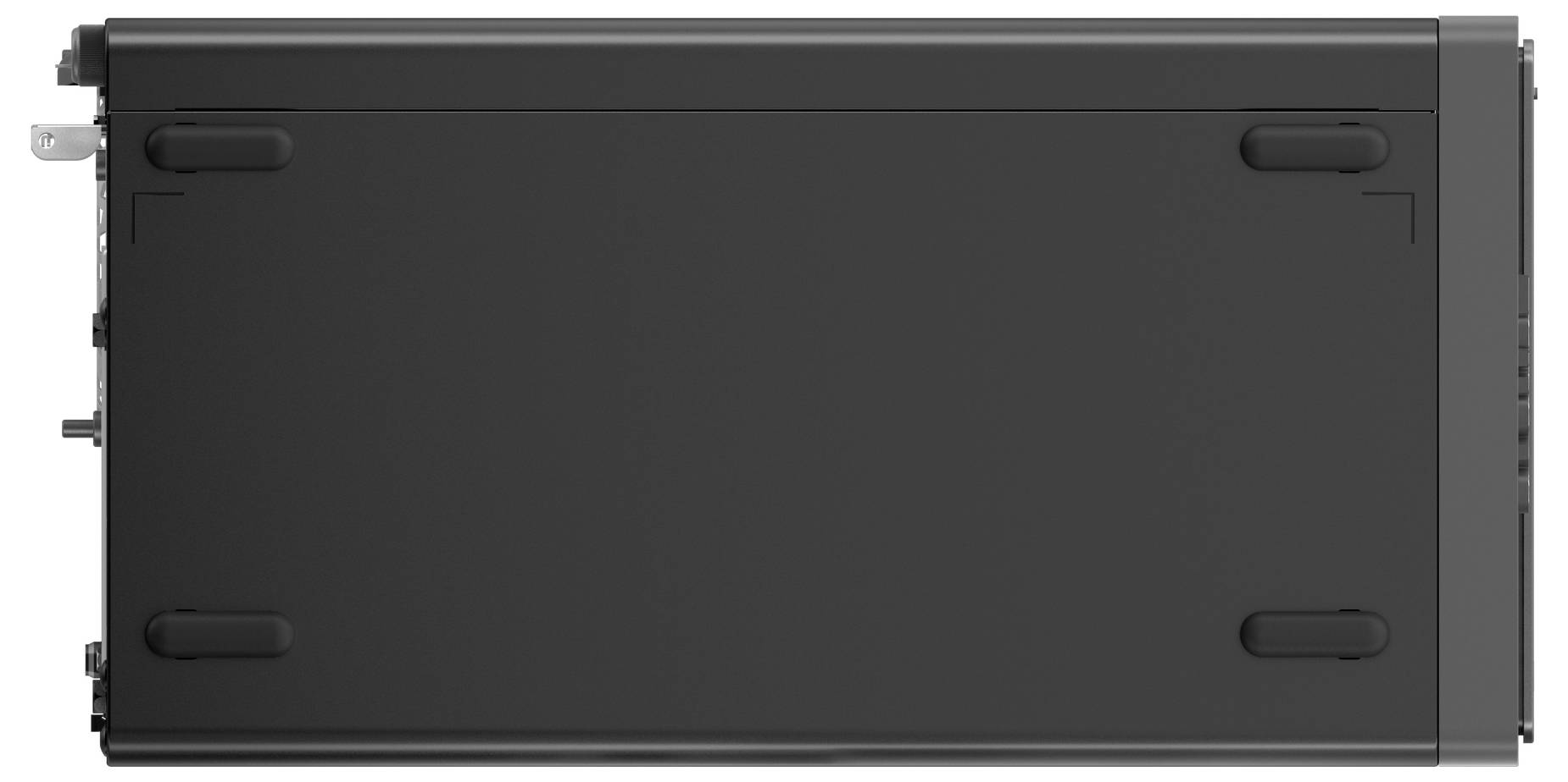 Schwarzes elektronisches Gerät mit rechteckiger Form, seitliche Anschlüsse und Halterungen sichtbar. Könnte ein Modul oder Bauteil sein.