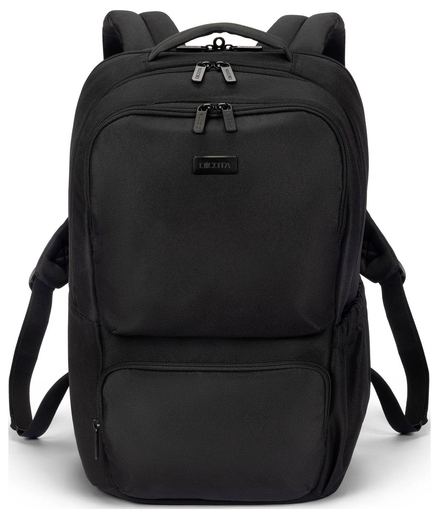 Ein schwarzer Rucksack mit mehreren Reißverschlusstaschen und verstellbaren Schulterriemen. Ideal für Reisen oder den täglichen Gebrauch.