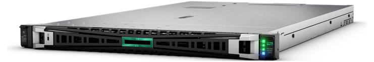 Flacher Server mit leuchtenden LED-Anzeigen, geeignet für Rechenzentren und Datenverarbeitung.