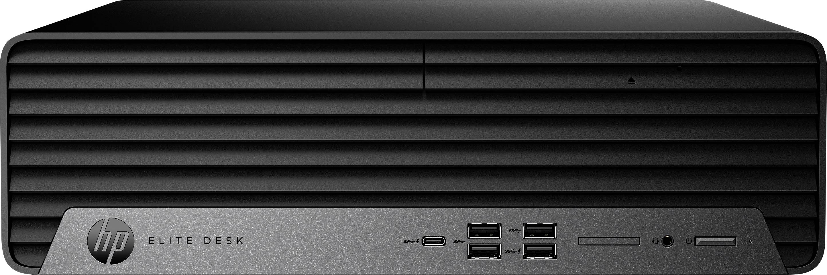 Ein Desktop-Computer der Marke HP EliteDesk mit mehreren USB-Anschlüssen an der Vorderseite.
