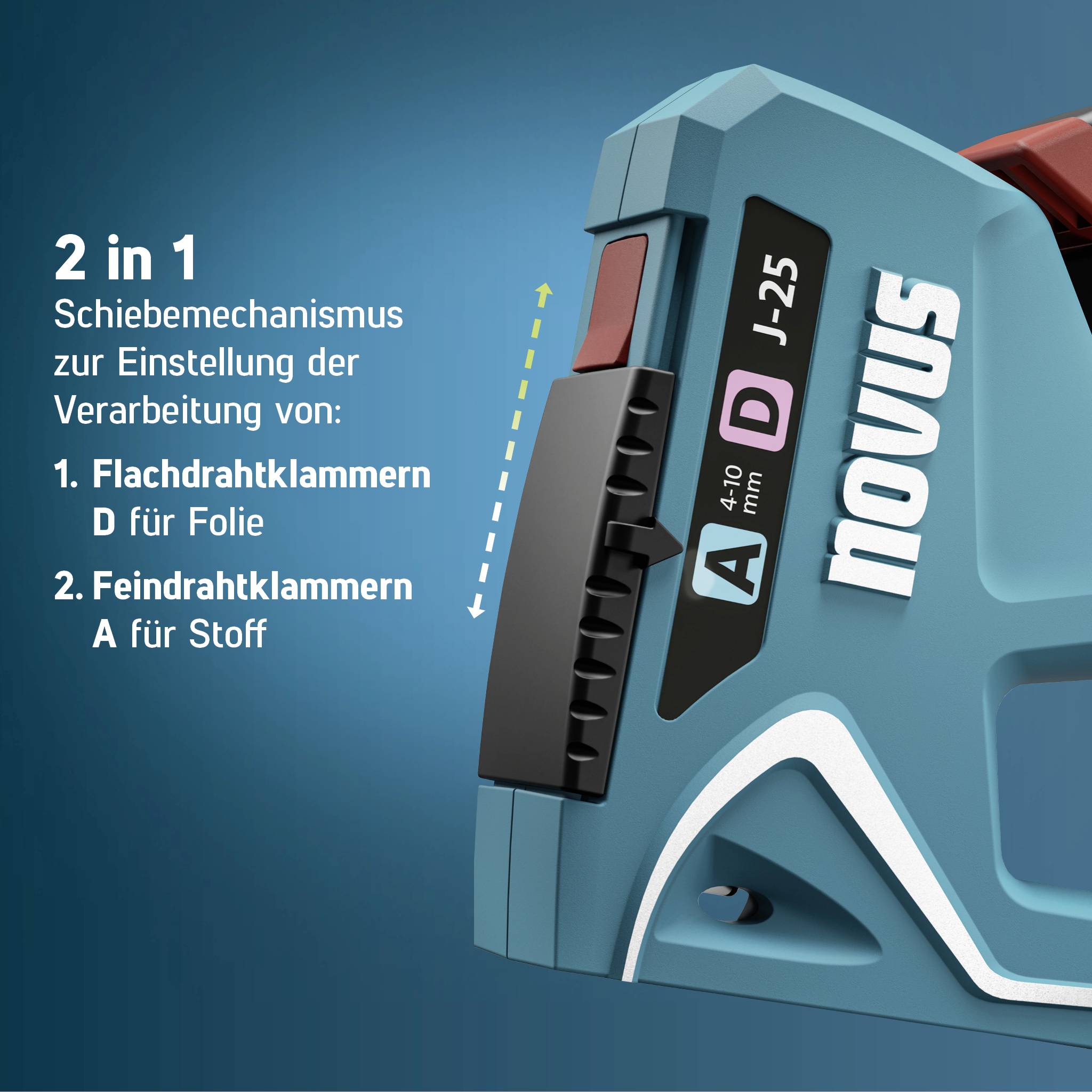 Novus Tools J-25 030-0459 Handtacker Klammerntyp Typ 53, Typ 53F, Typ 37, Typ 11 Klammernlänge 4 - 10mm