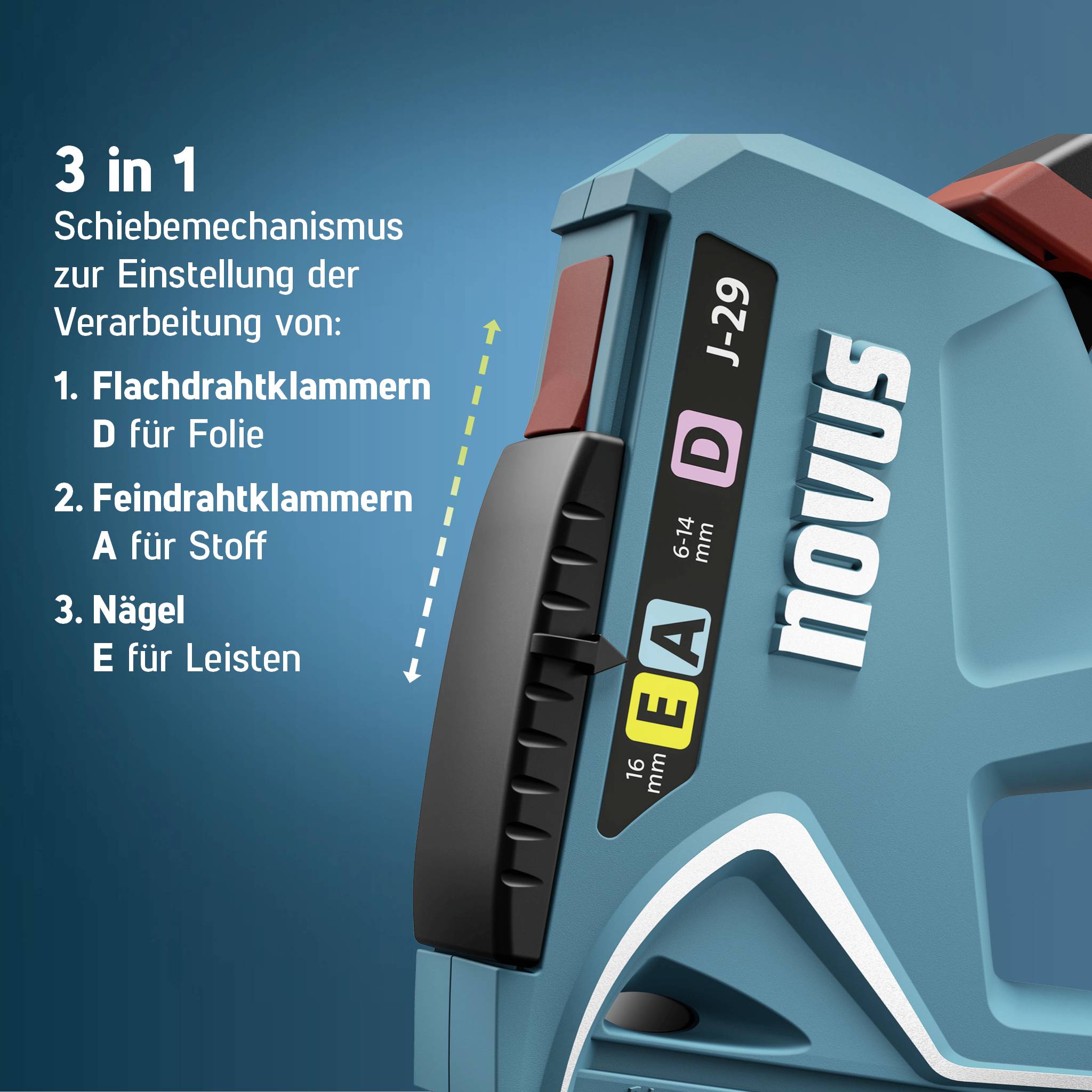 Novus Tools J-29 030-0460 Handtacker Klammerntyp Typ 53F, Typ 53, Typ 37, Typ 11 Klammernlänge 6 - 14mm