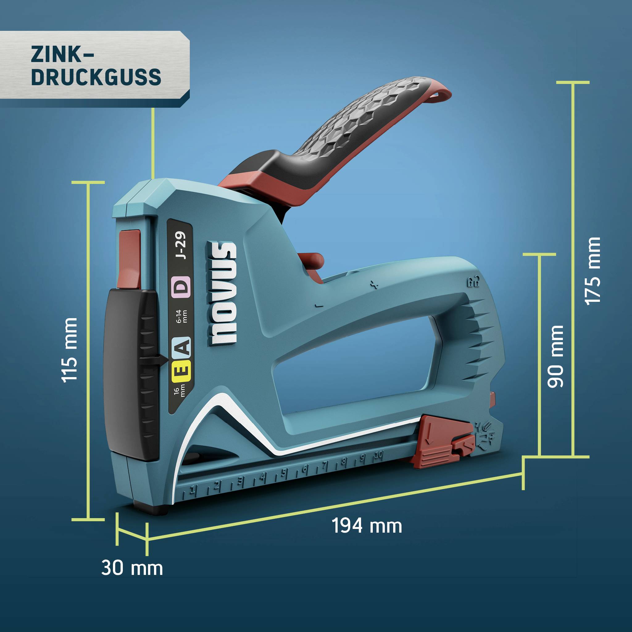 Novus Tools J-29 030-0460 Handtacker Klammerntyp Typ 53F, Typ 53, Typ 37, Typ 11 Klammernlänge 6 - 14mm