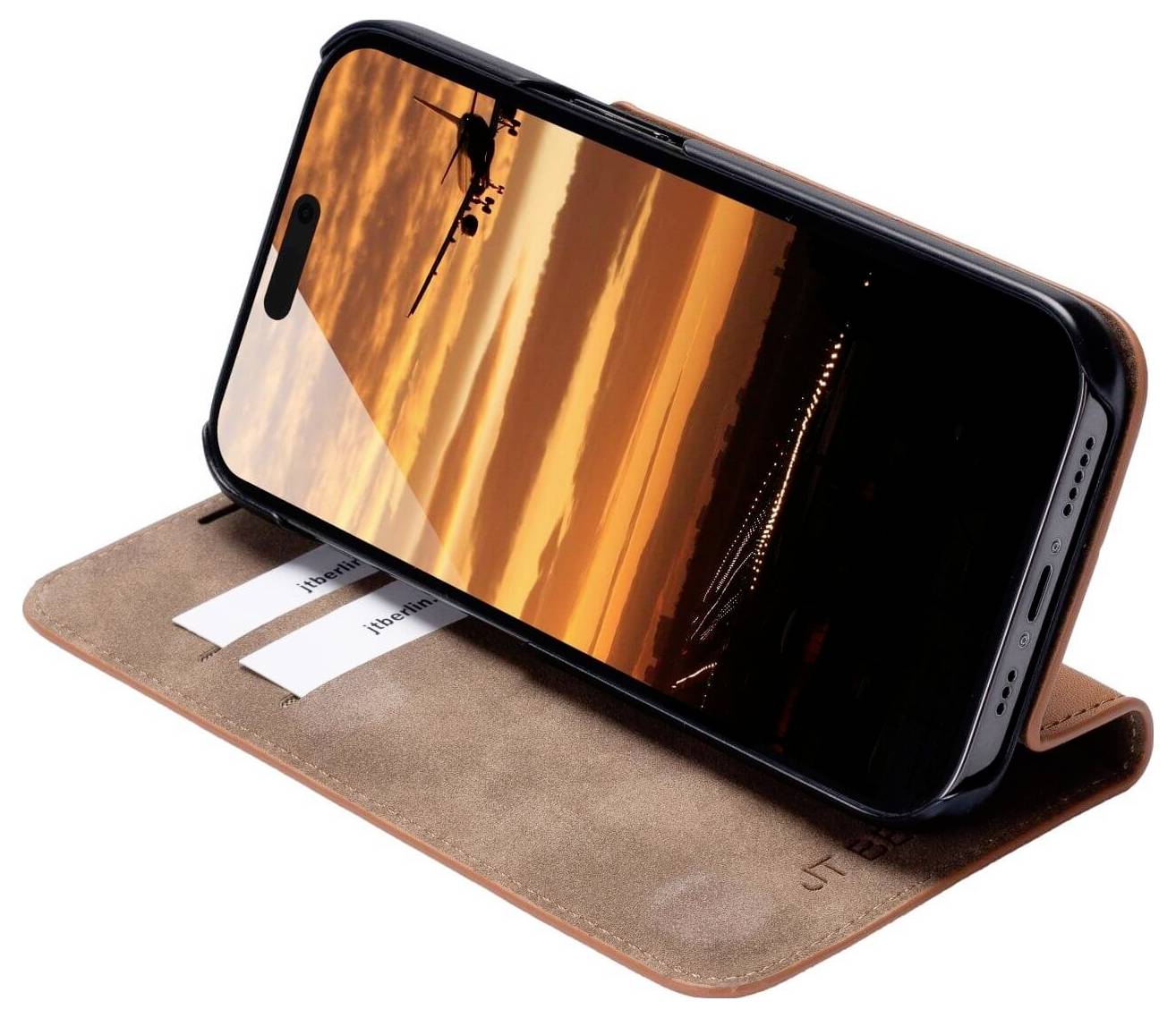 JT Berlin BookCase Tegel Booklet Apple iPhone 16 Pro Max Cognac 11065