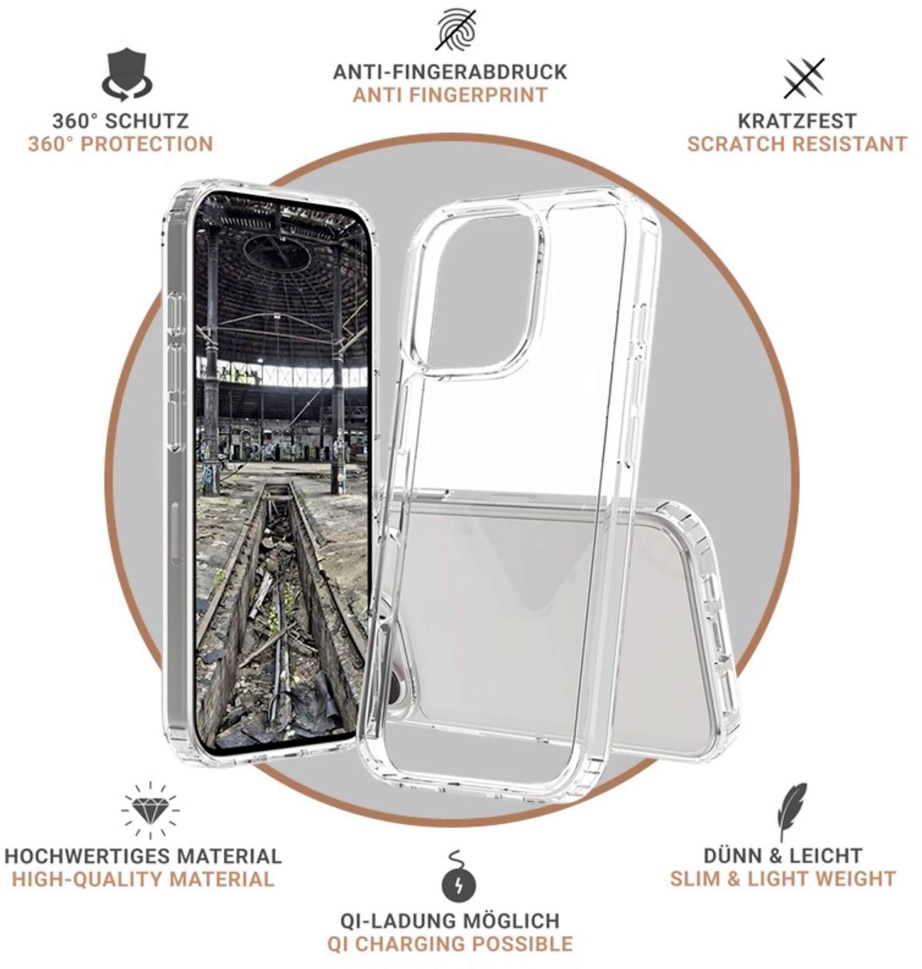 JT Berlin BackCase Pankow Clear Backcover Apple iPhone 16 Pro Max Transparent Induktives Laden 11089