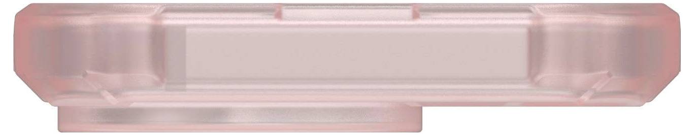 Ein transparent-rosafarbener, rechteckiger Behälter mit abgerundeten Ecken, geeignet für die Aufbewahrung kleiner Gegenstände.