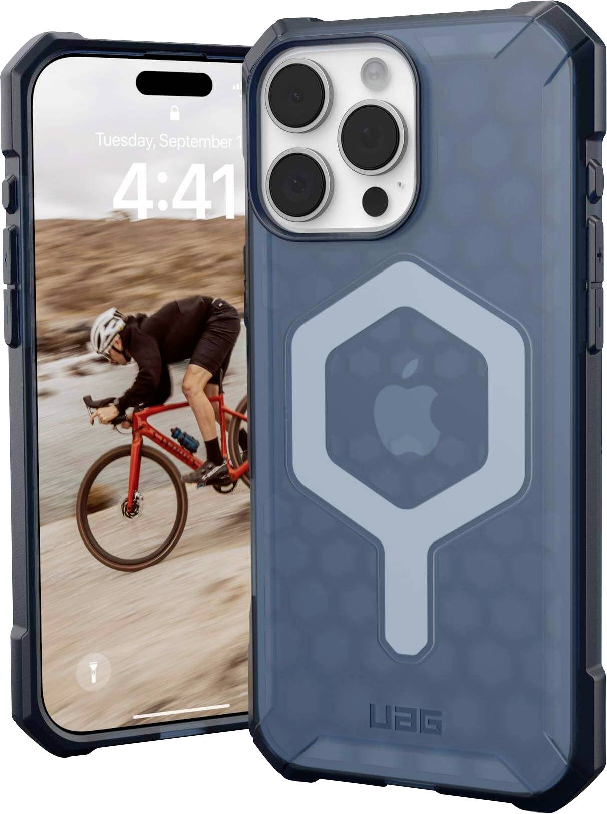 Urban Armor Gear Essential Armor MagSafe Case Backcover Apple iPhone 16 Pro Max Blau, Transparent MagSafe kompatibel 114449114151