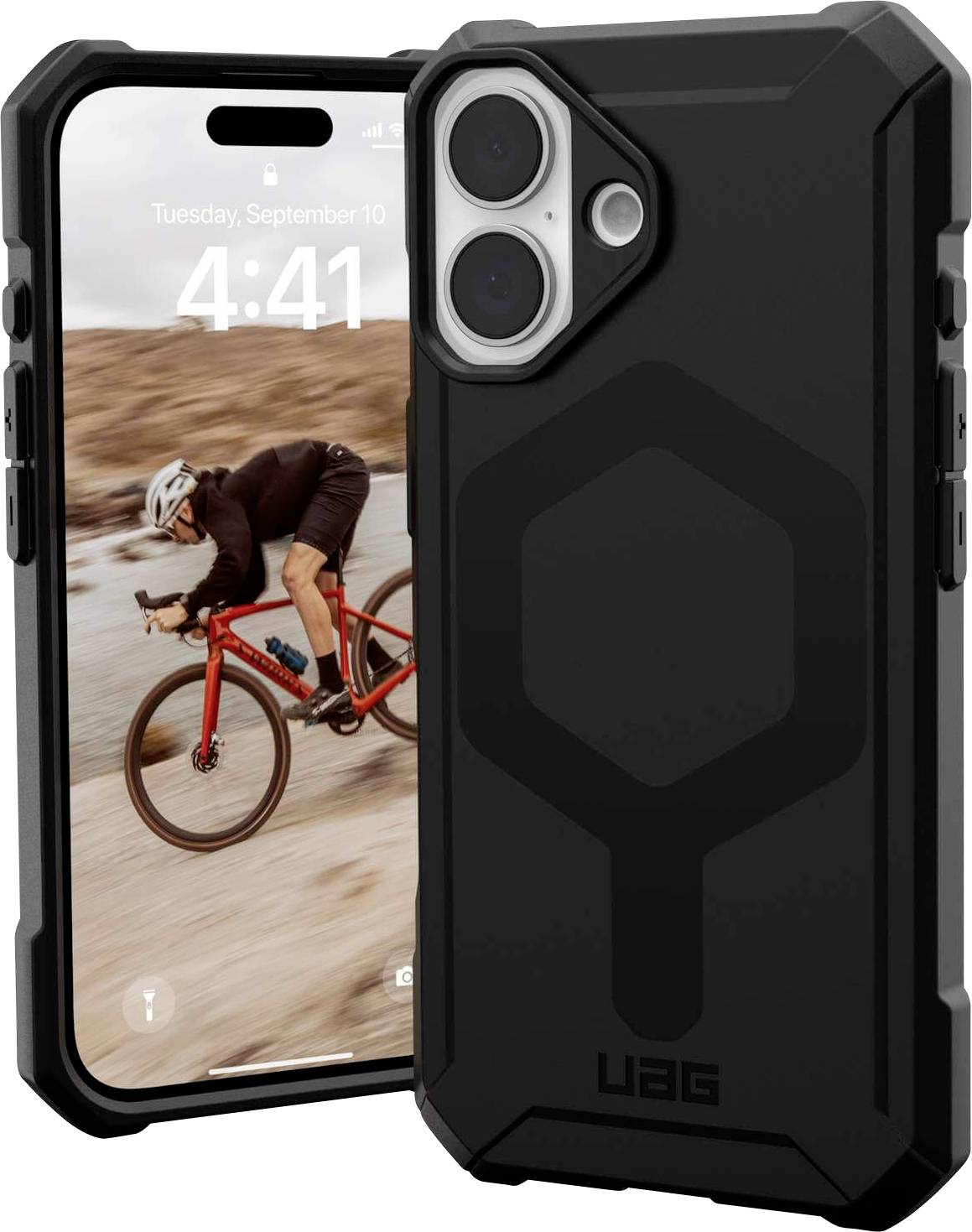 Urban Armor Gear Essential Armor MagSafe Case Backcover Apple iPhone 16 Schwarz MagSafe kompatibel 114450114040