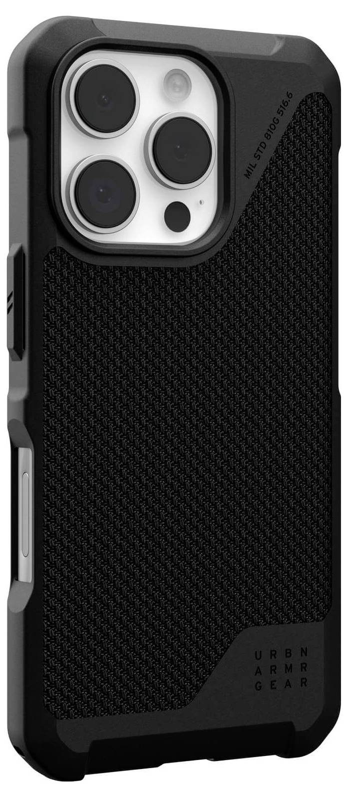 Ein schwarzes, strukturiertes Handycover mit schützendem Design und präzisen Kameraaussparungen, passend für moderne Smartphones.