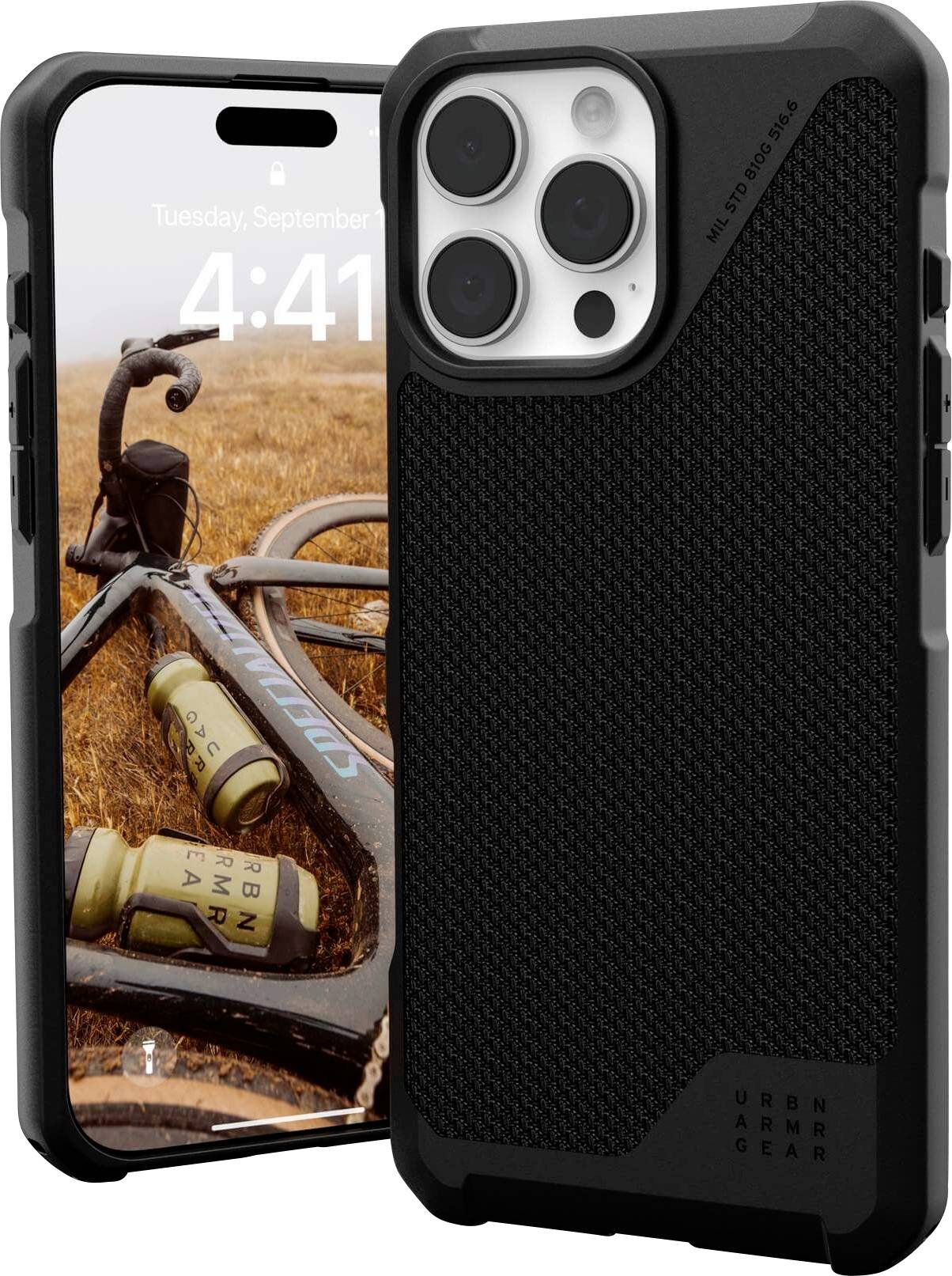 Urban Armor Gear Metropolis LT MagSafe Case Backcover Apple iPhone 16 Pro Max Kevlar®, Schwarz MagSafe kompatibel 114453113940