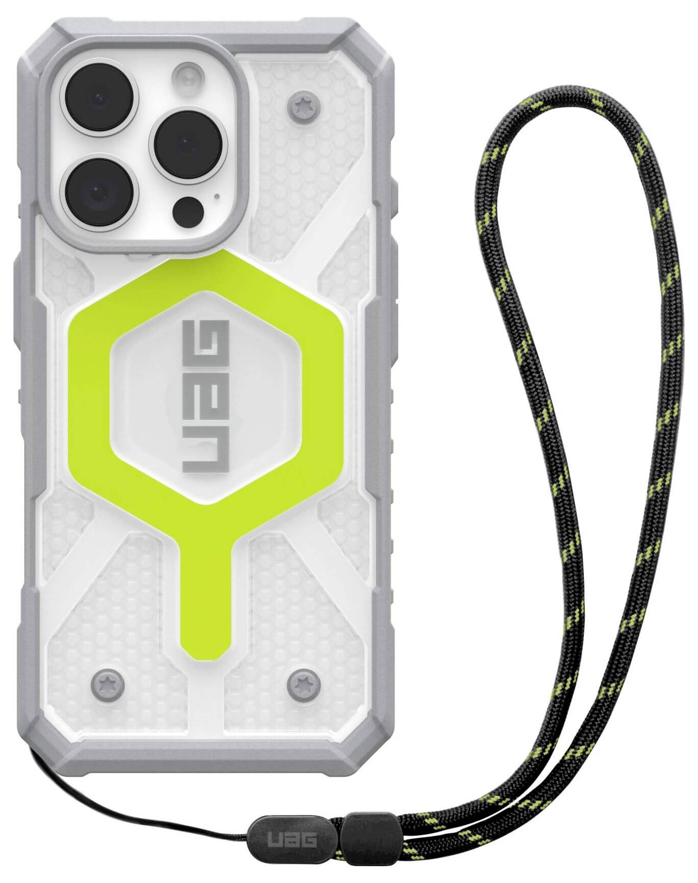 Urban Armor Gear Pathfinder MagSafe Case Bundle Backcover Apple iPhone 16 Pro Neon, Transparent, Schwarz MagSafe kompatibel 1144641BV01