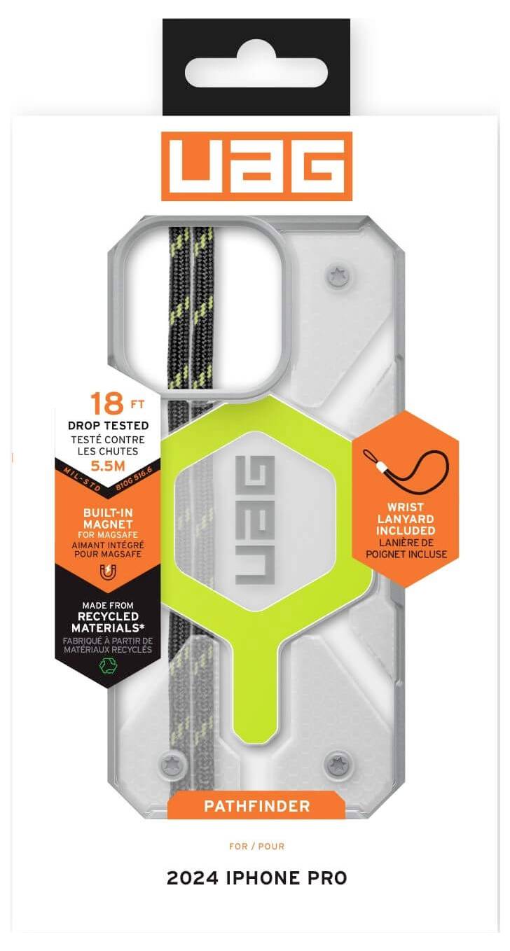 Urban Armor Gear Pathfinder MagSafe Case Bundle Backcover Apple iPhone 16 Pro Neon, Transparent, Schwarz MagSafe kompatibel 1144641BV01