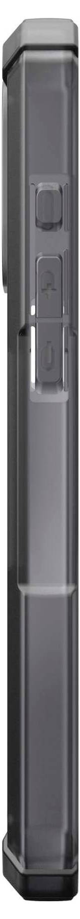 Schwarzes, vertikales, zylindrisches Gerät mit rechteckigem Display auf der Vorderseite und zwei leicht erkennbaren Tasten.