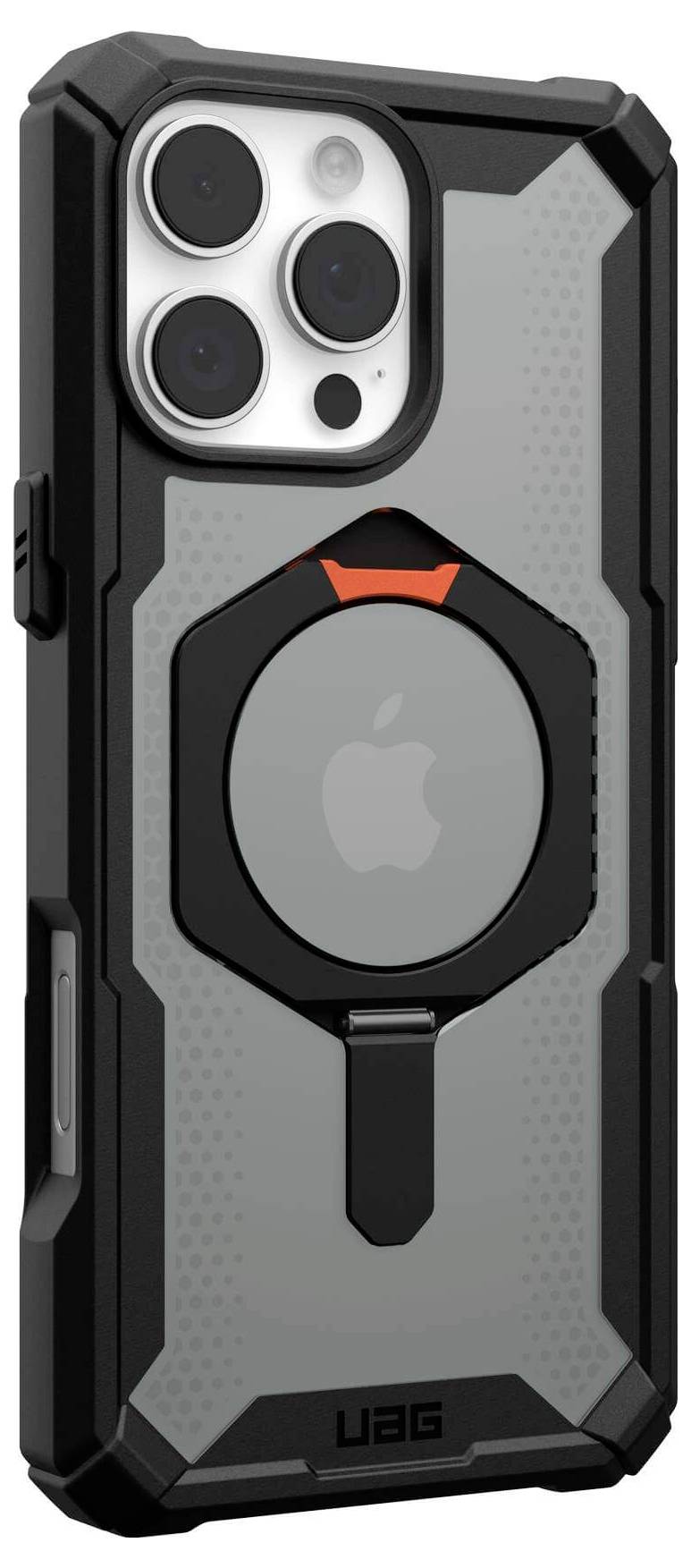 Urban Armor Gear Plasma XTE MagSafe Kickstand Case Backcover Apple iPhone 16 Pro Max Schwarz/Orange MagSafe kompatibel 114475114097