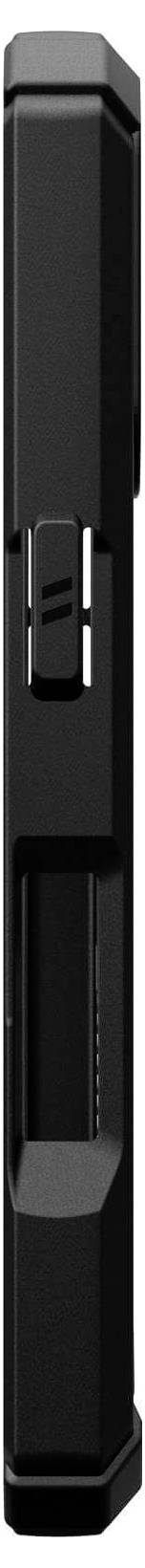 Schwarzer Stab mit eckigem Design und einer seitlichen Taste in der Mitte.