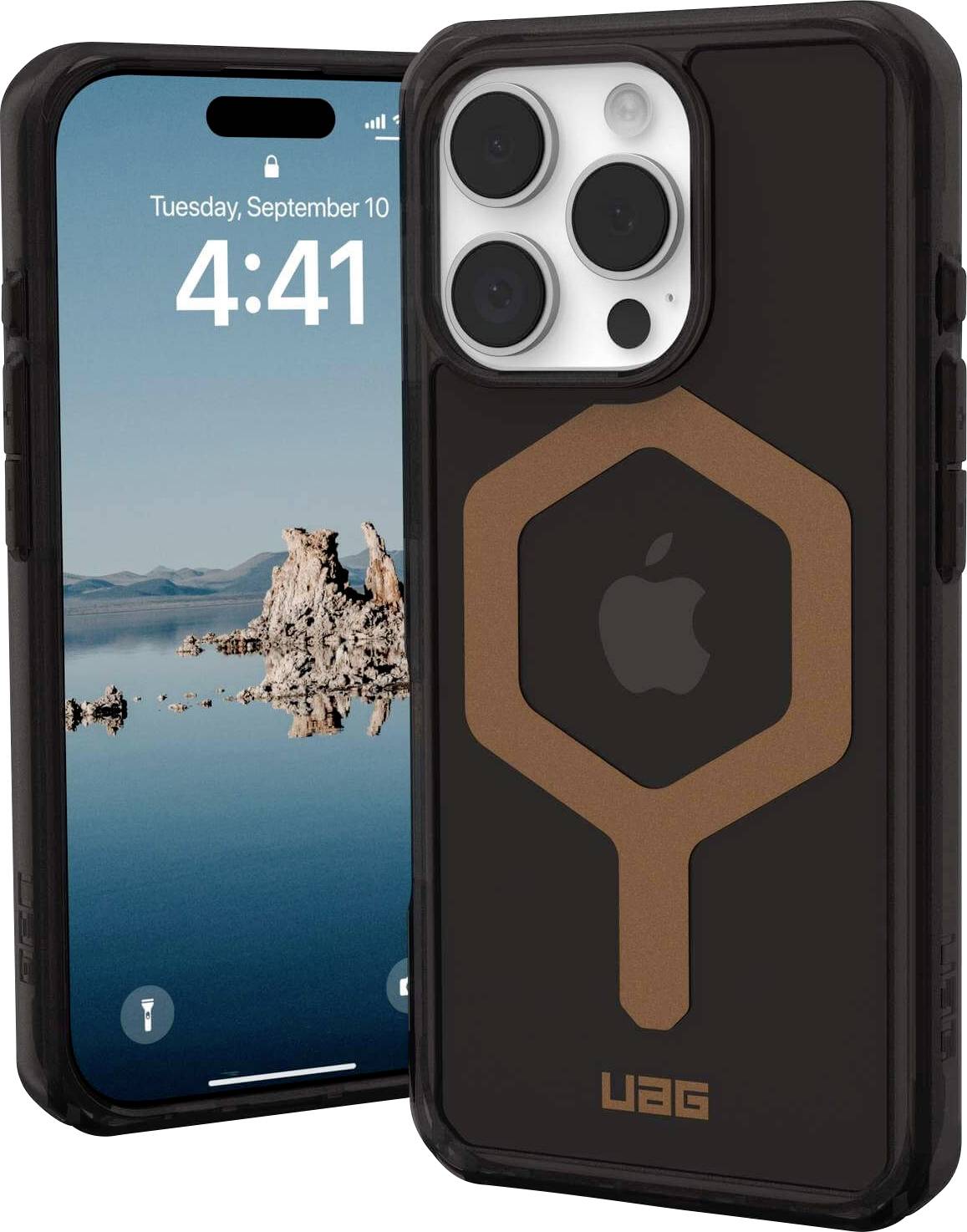 Urban Armor Gear Plyo MagSafe Case Backcover Apple iPhone 16 Pro Schwarz, Transparent, Bronze MagSafe kompatibel
