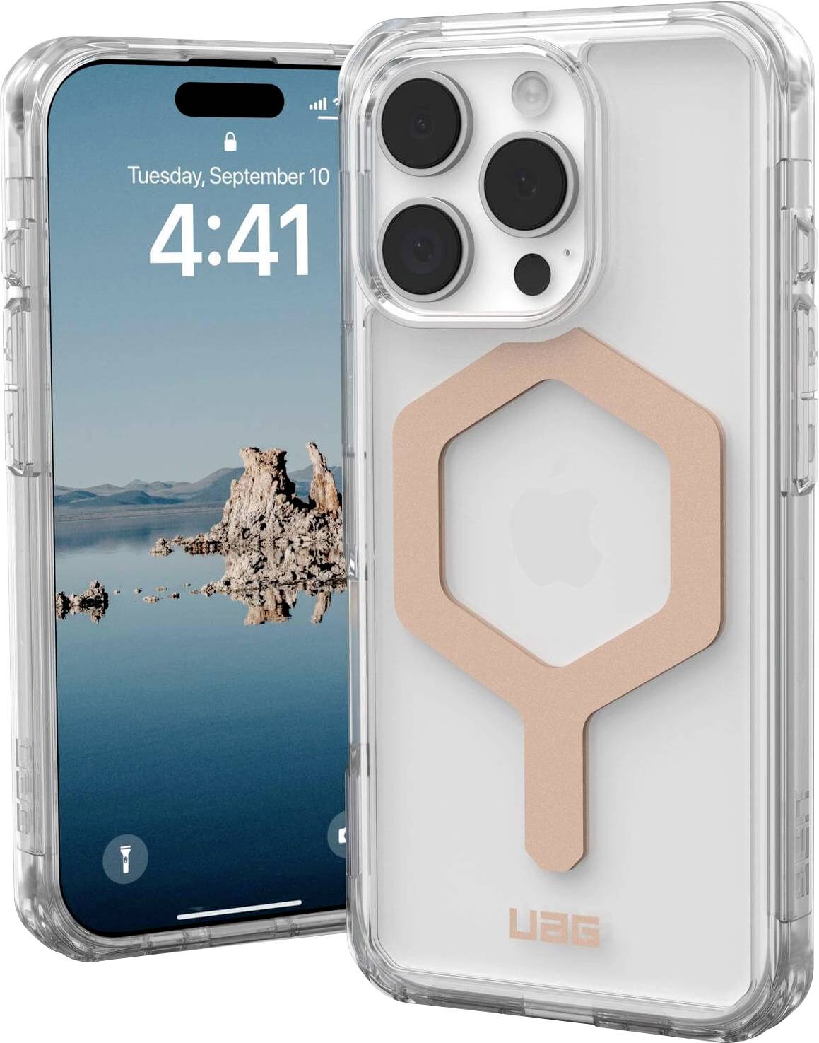 Urban Armor Gear Plyo MagSafe Case Backcover Apple iPhone 16 Pro Ice, Transparent, Rose Gold MagSafe kompatibel 114480114348