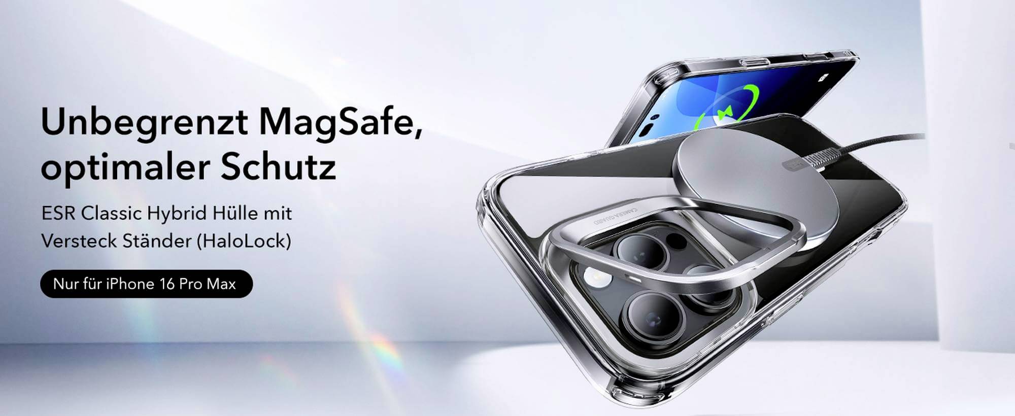 ESR Classic Hybrid HaloLock Case + Stash Stand Backcover Apple iPhone 16 Pro Max Transparent MagSafe kompatibel 1A7500102