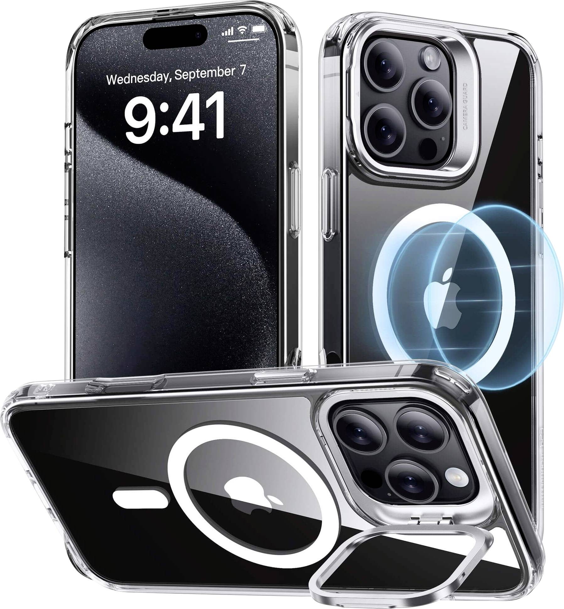 ESR Classic Hybrid HaloLock Case + Stash Stand Backcover Apple iPhone 16 Pro Max Transparent MagSafe kompatibel 1A7500102