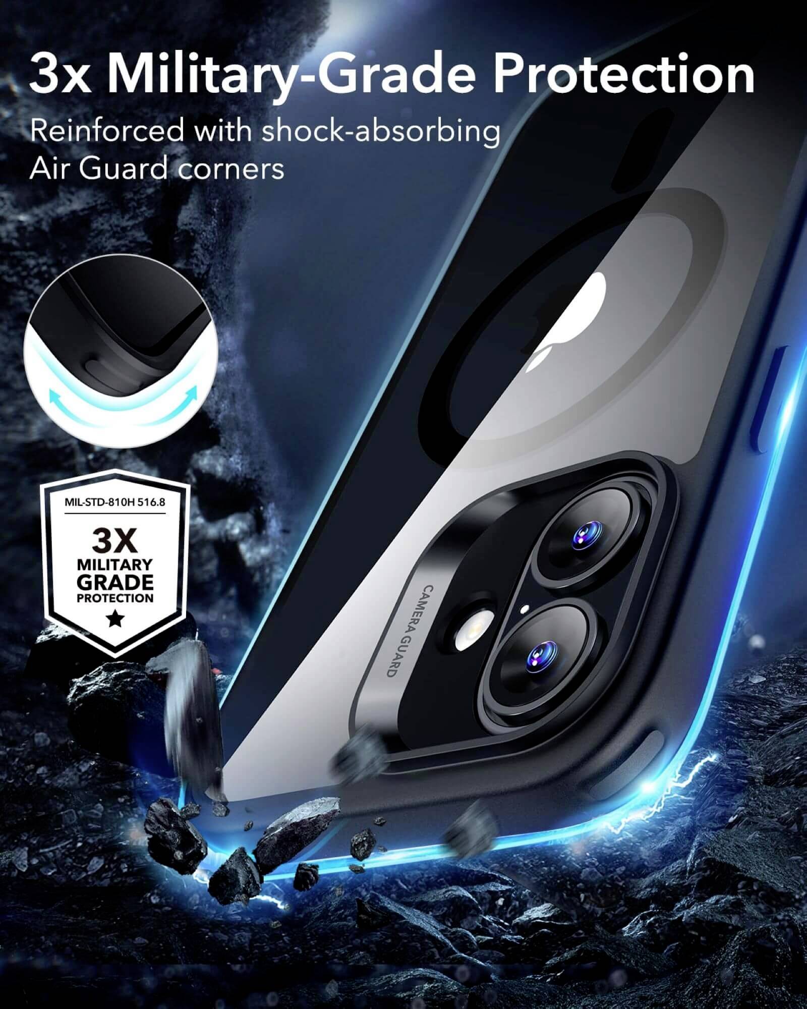 ESR Classic Hybrid HaloLock Case Backcover Apple iPhone 16 Transparent, Schwarz MagSafe kompatibel 1A7670302