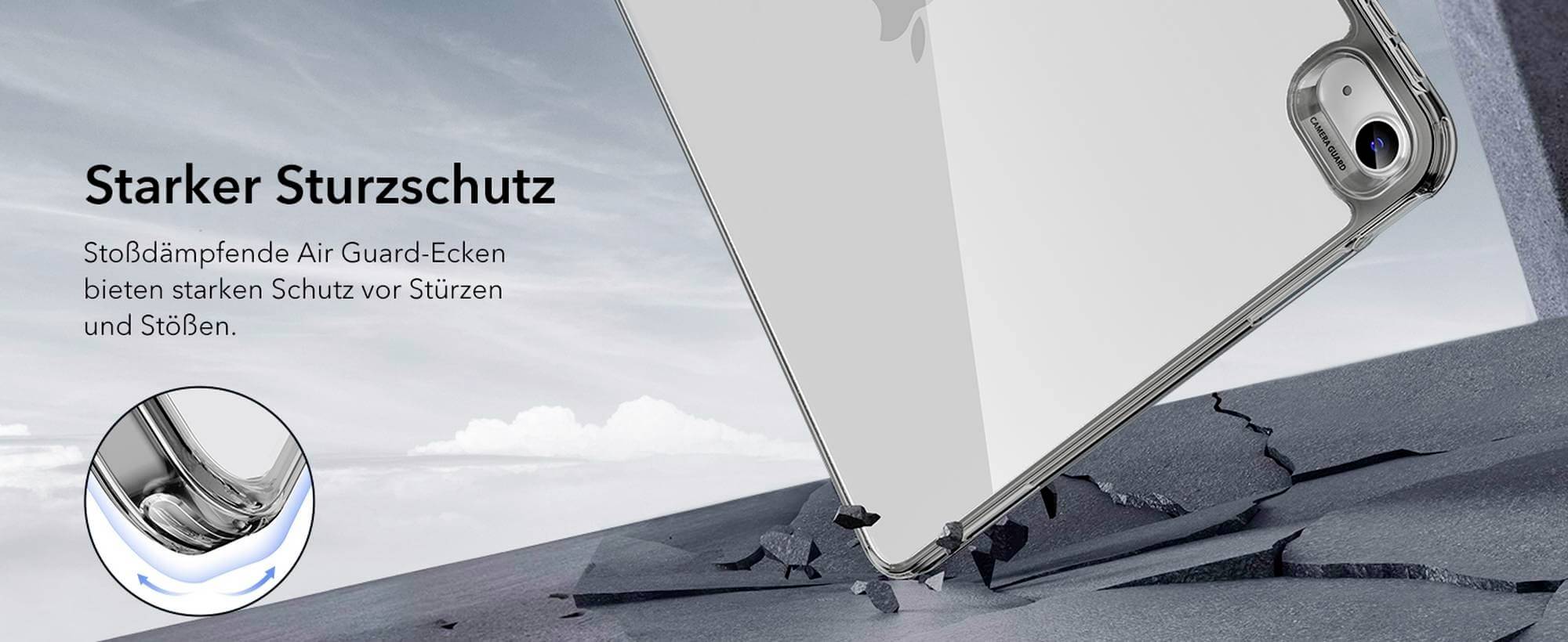 ESR Classic Hybrid Back Case Tablet-Cover Apple iPad Air 13" (M2, 2024) 33cm (13") Back Cover Transparent, Schwarz