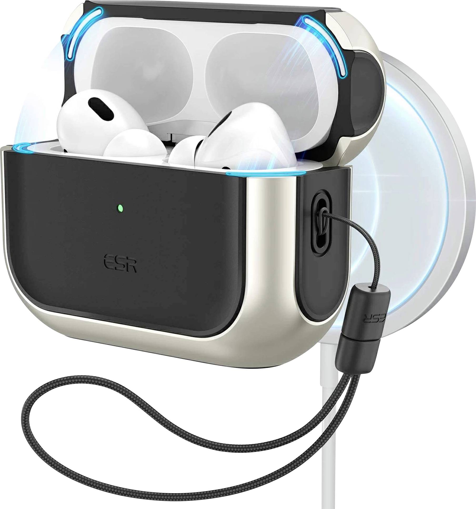 ESR Orbit Hybrid HaloLock Schutzhülle für Ladecase Apple AirPods Pro (Gen. 1), AirPods Pro (Gen. 2) Titan