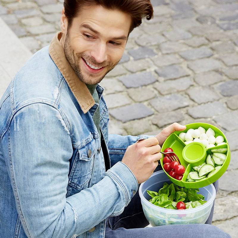 Emsa Clip & Go Salatbox 2.6l Kunststoff mit Deckel, wasserdicht Transparent, Grün N1071300