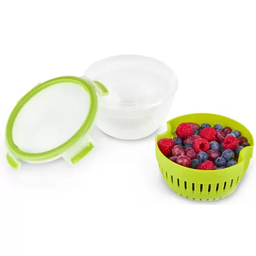 Emsa Clip & Go Fruit Bowl 1.1l Kunststoff mit Deckel, wasserdicht, spülmaschinenfest Transparent, Grün 600577 Emsa Clip & Go Fruit Bowl 1.1l Kunststoff mit Deckel, wasserdicht, spülmaschinenfest Transparent, Grün 600577