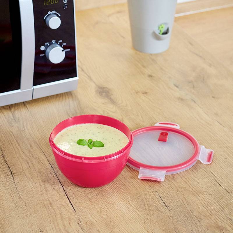 Emsa Clip & Micro Mikrowellendose 2.6l Kunststoff mit Deckel, spülmaschinenfest, BPA-frei Rot N1060600