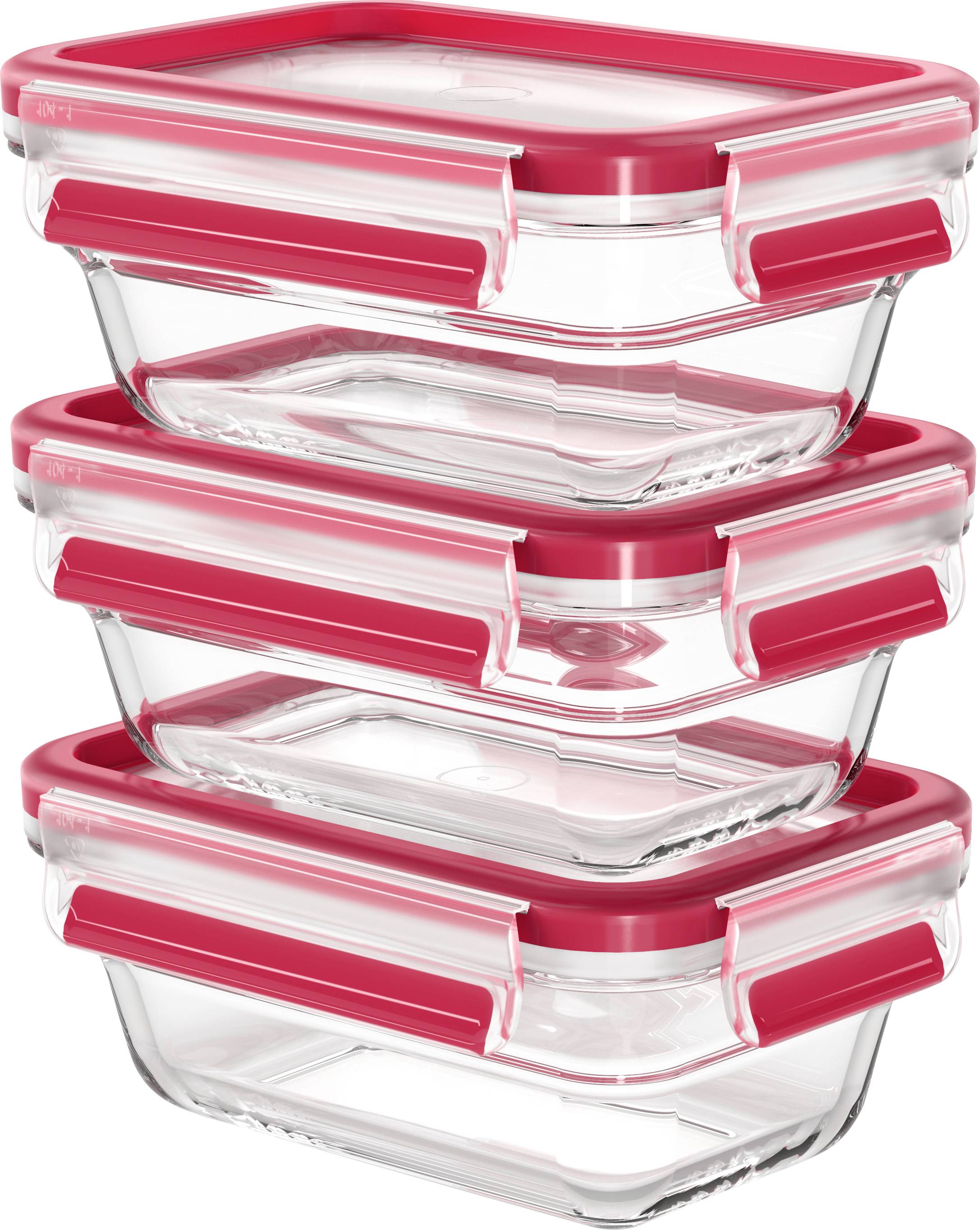 Emsa Clip & Close Frischhaltedose 0.45 l, 0.45 l, 0.45l 3er Set Glas mit Deckel, spülmaschinenfest, mit Klickverschluss