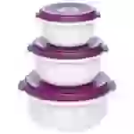 Emsa Micro Family Mikrowellendose 0.5 l, 1 l, 1.5l 3er Set Kunststoff Weiß, Brombeer 508455 Emsa Micro Family Mikrowellendose 0.5 l, 1 l, 1.5l 3er Set Kunststoff Weiß, Brombeer 508455