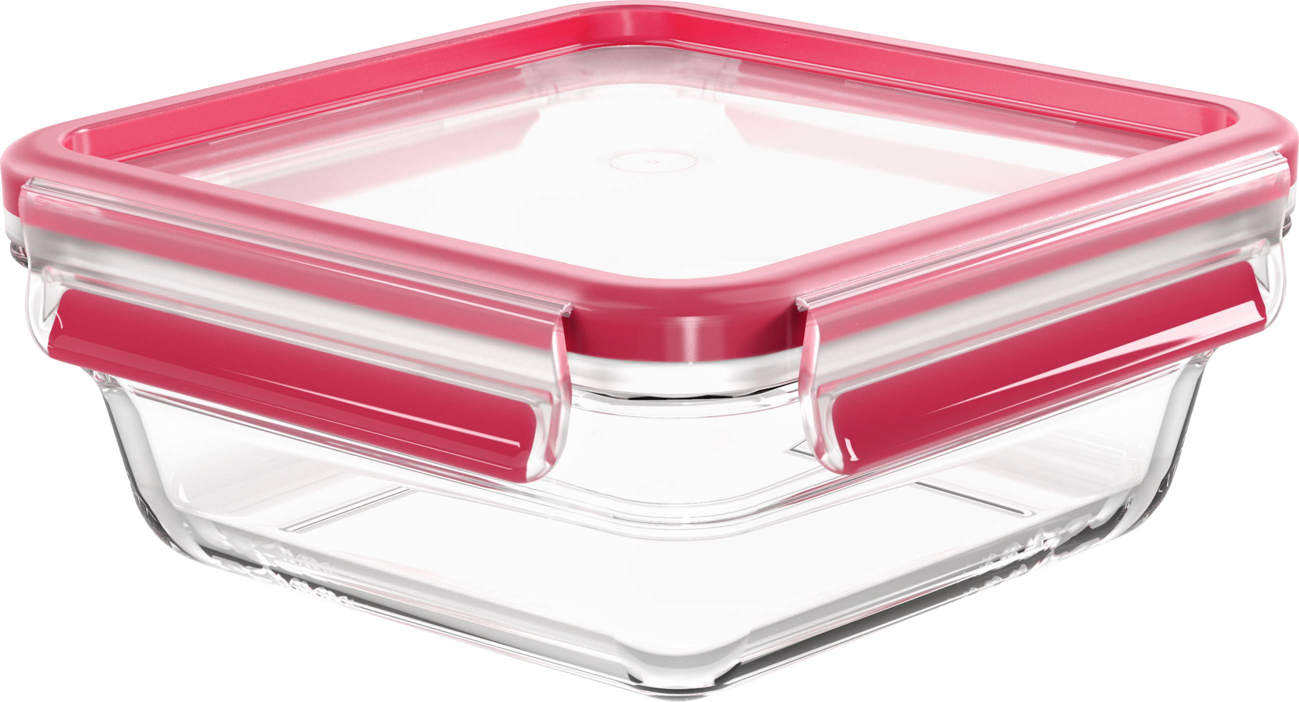 Emsa Clip & Close Frischhaltedose 0.8l Glas mit Deckel, wasserdicht, BPA-frei Transparent, Rot 600747