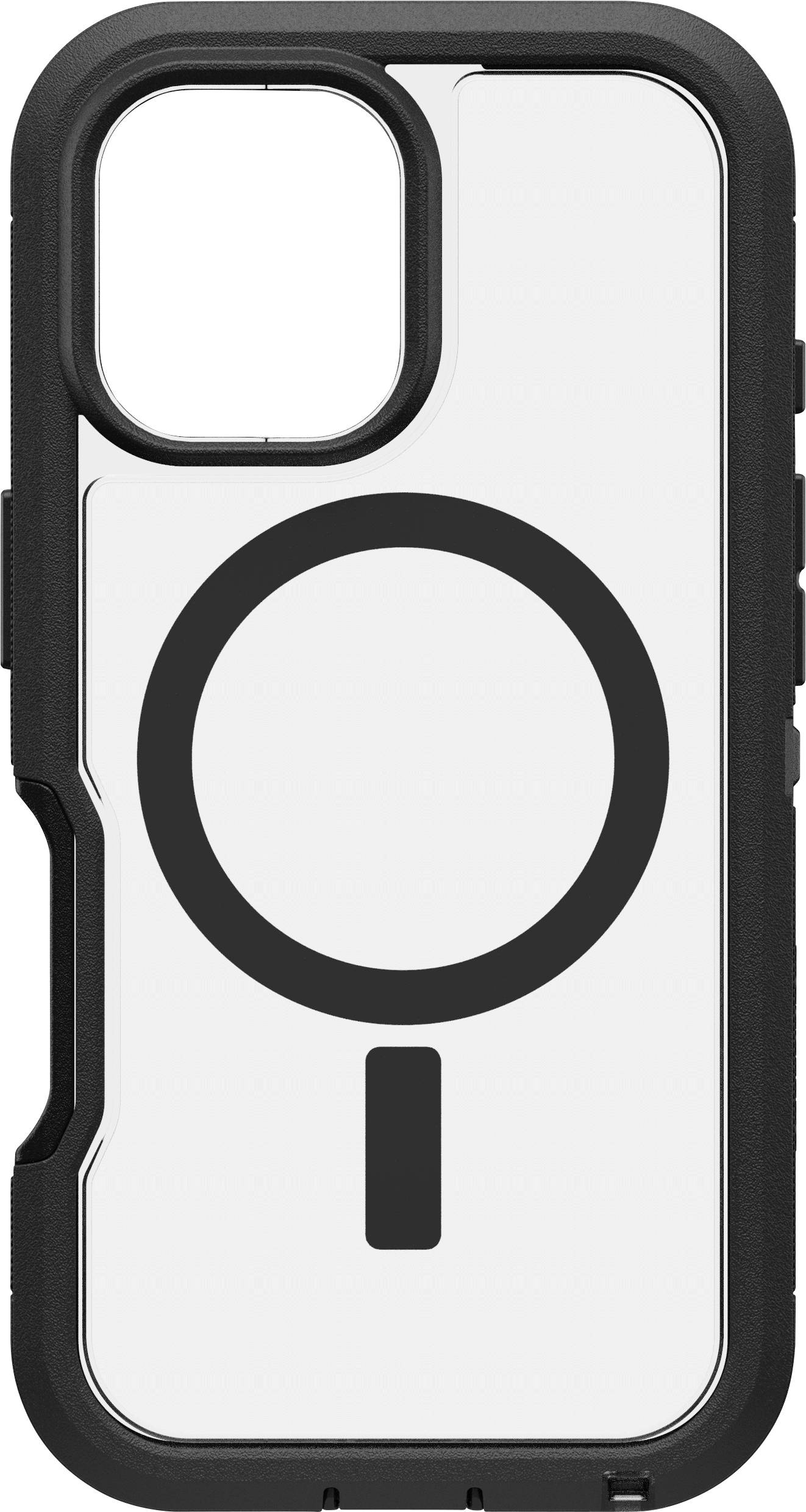 Ein robustes Smartphone-Case in Schwarz mit einem großen, stilisierten Magnet-Symbol in der Mitte.