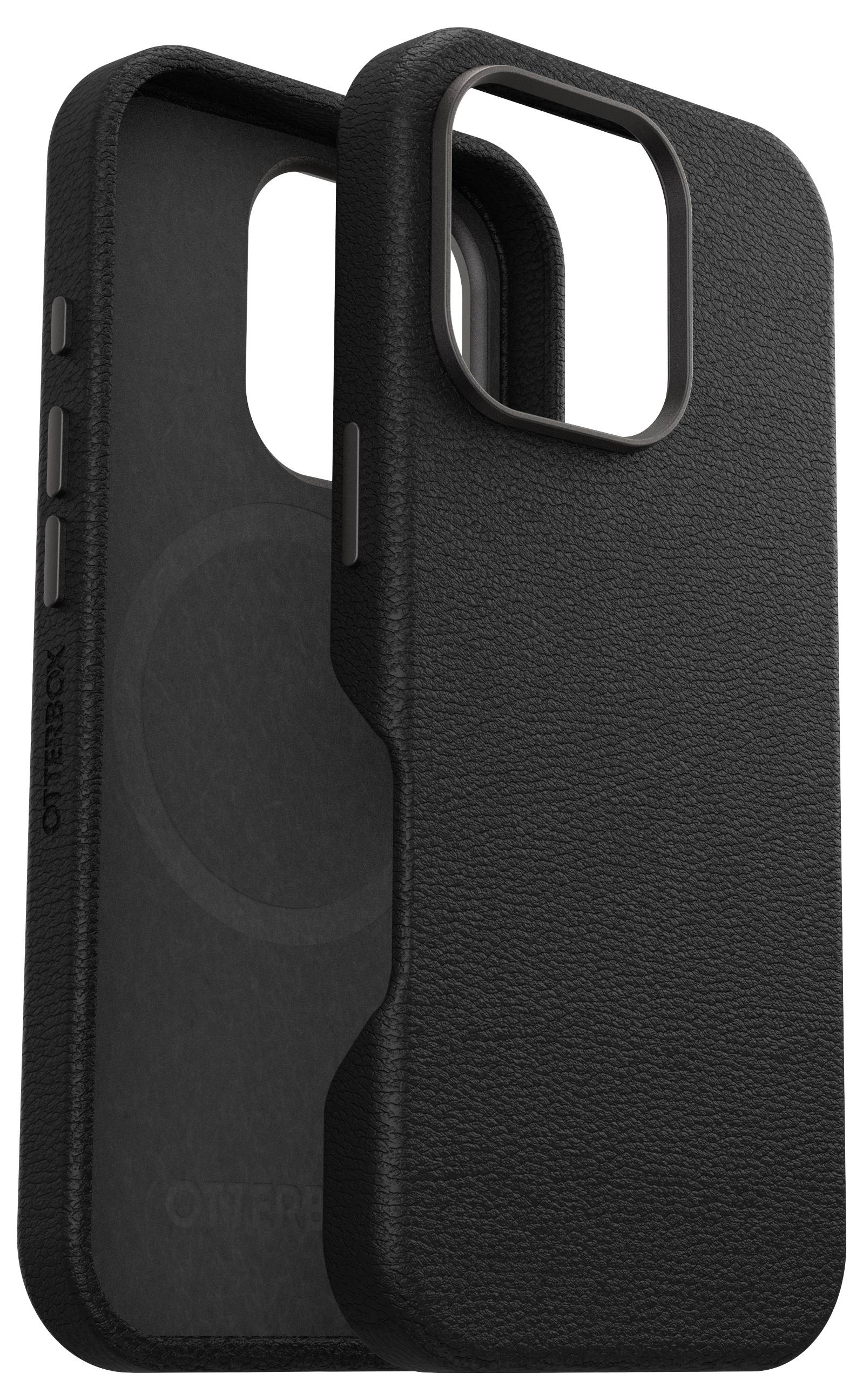 Schwarze Handyhülle aus robustem Material, für ein Smartphone geeignet. Schützt vor Stößen und Kratzern.