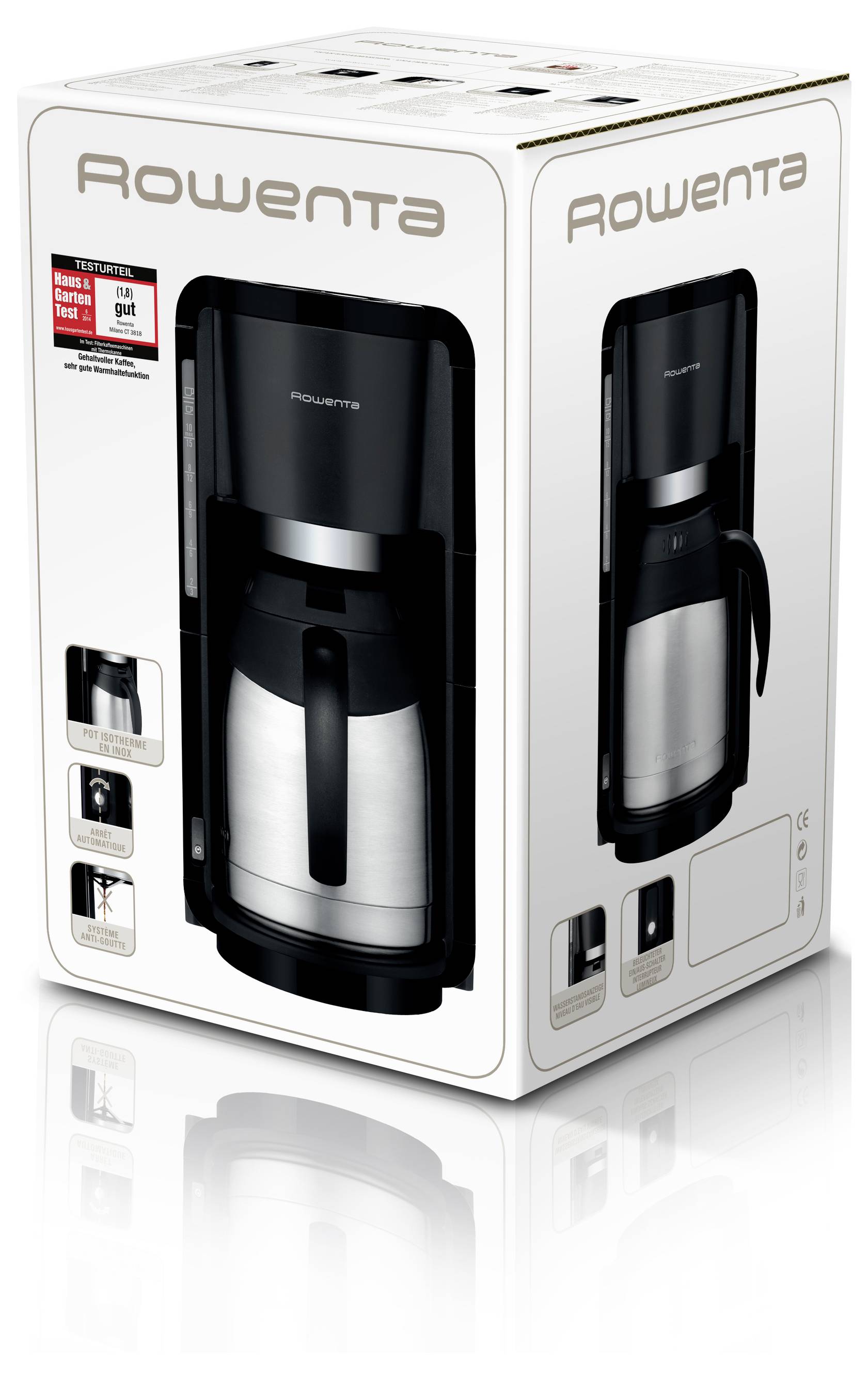 Rowenta CT 3818 Milano Kaffeemaschine Schwarz Fassungsvermögen Tassen=10 Isolierkanne