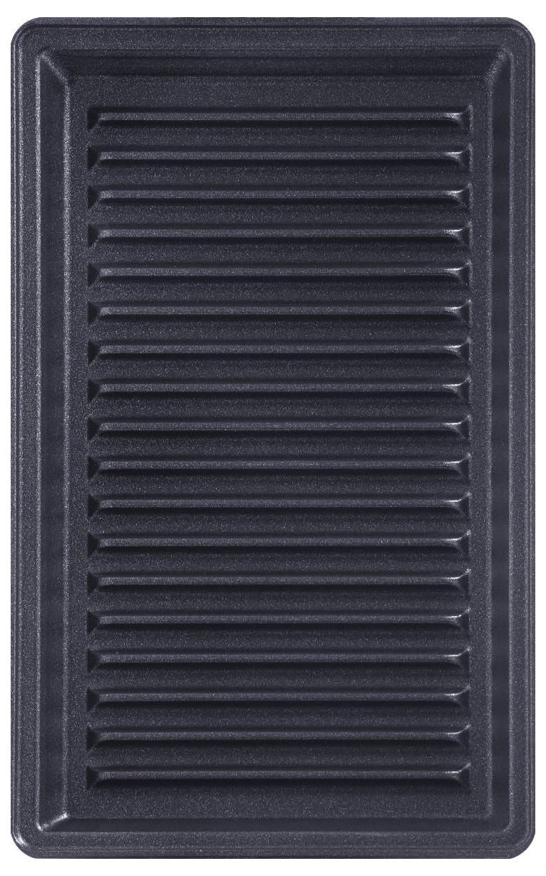 Backblech mit geriffelter Oberfläche, geeignet zum Grillen oder Backen von Lebensmitteln im Ofen.