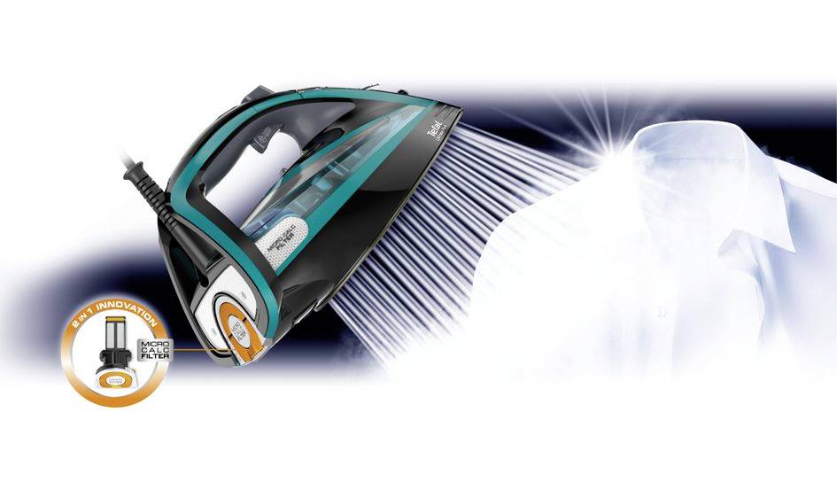 Tefal FV 9844 Ultimate Pure Dampfbügeleisen Schwarz, Grün 3200W