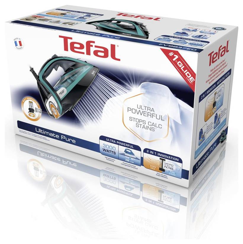 Tefal FV 9844 Ultimate Pure Dampfbügeleisen Schwarz, Grün 3200W
