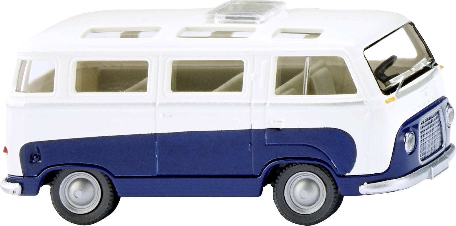 Wiking 028997 H0 Bus Modell Ford FK 1000 Panoramabus - saphirblau/weiß