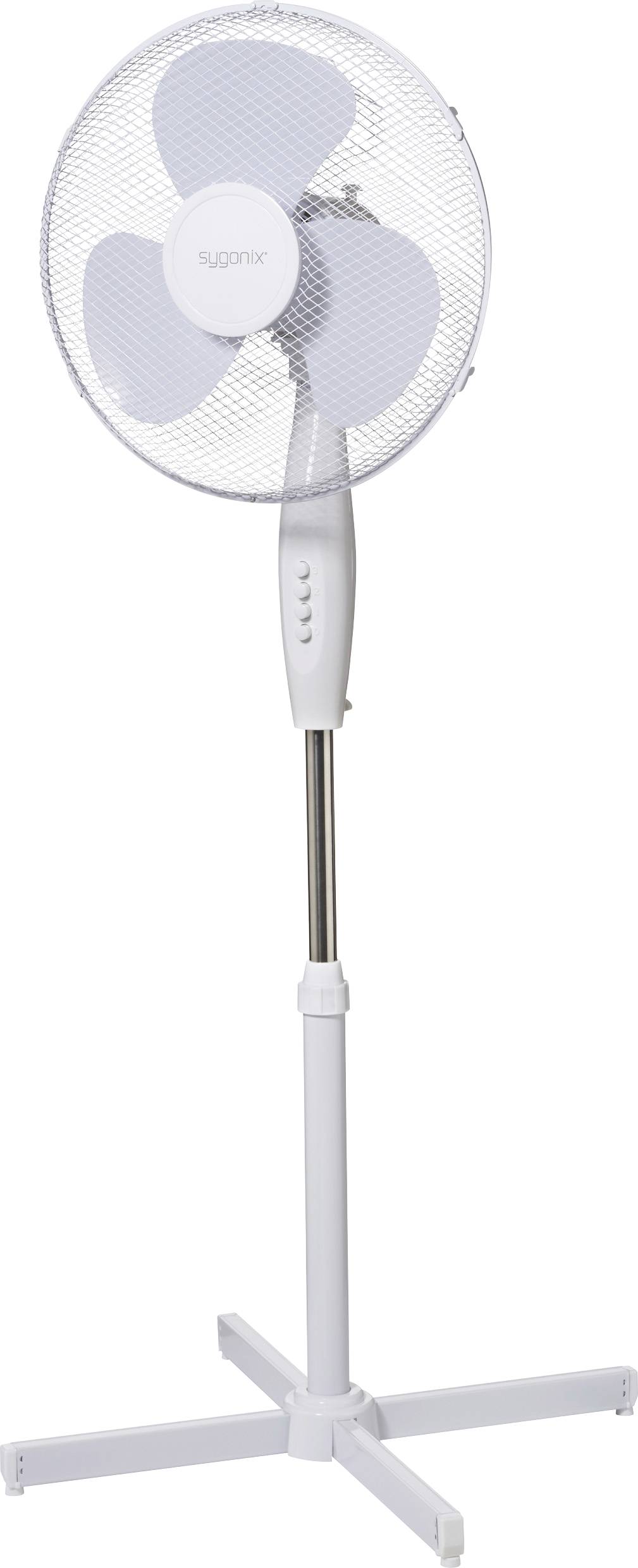 Sygonix Standventilator 50W (Ø x H) 600mm x 1200mm Weiß Oszillierend, Höhenverstellbar