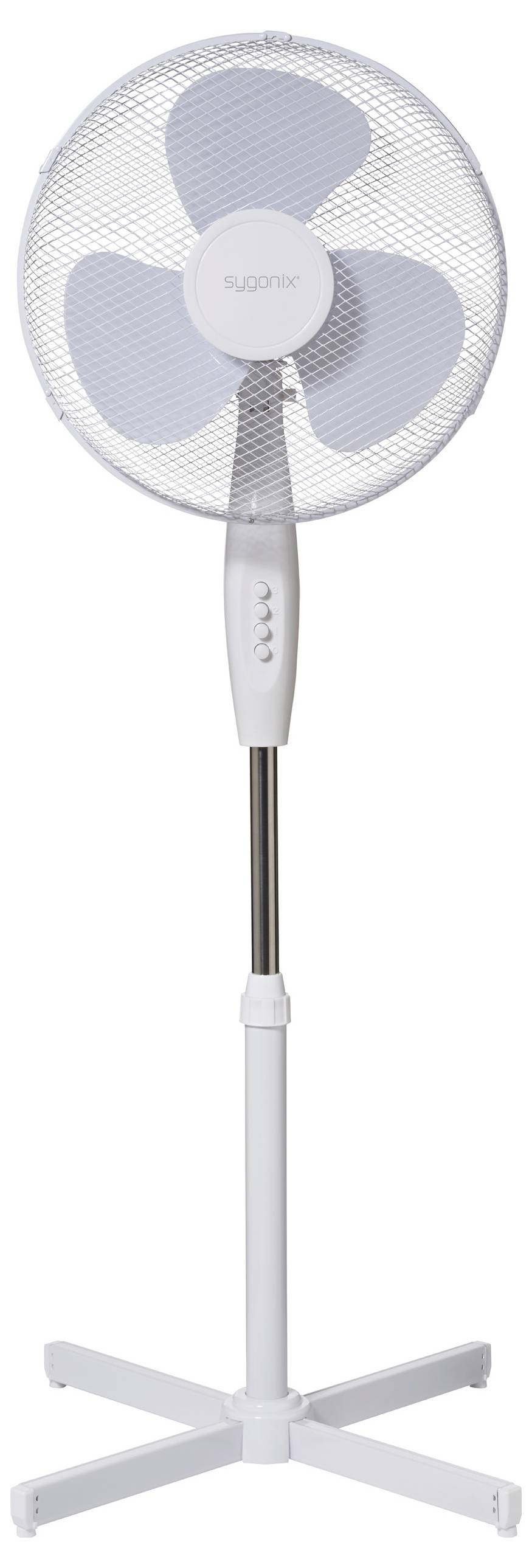 Sygonix Standventilator 50W (Ø x H) 600mm x 1200mm Weiß Oszillierend, Höhenverstellbar