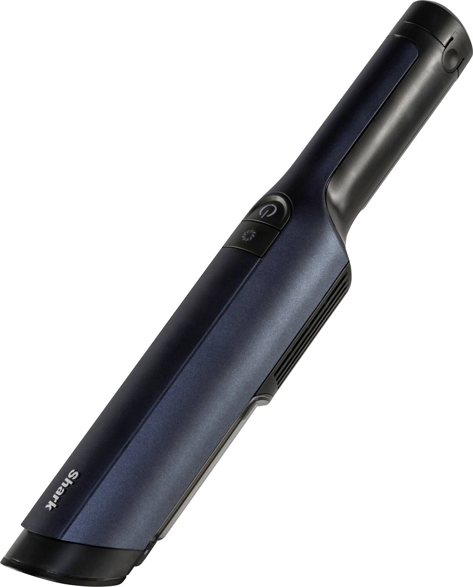 Ein blauer, kabelloser Handstaubsauger mit schlankem Design, ideal für kleine Reinigungsarbeiten.