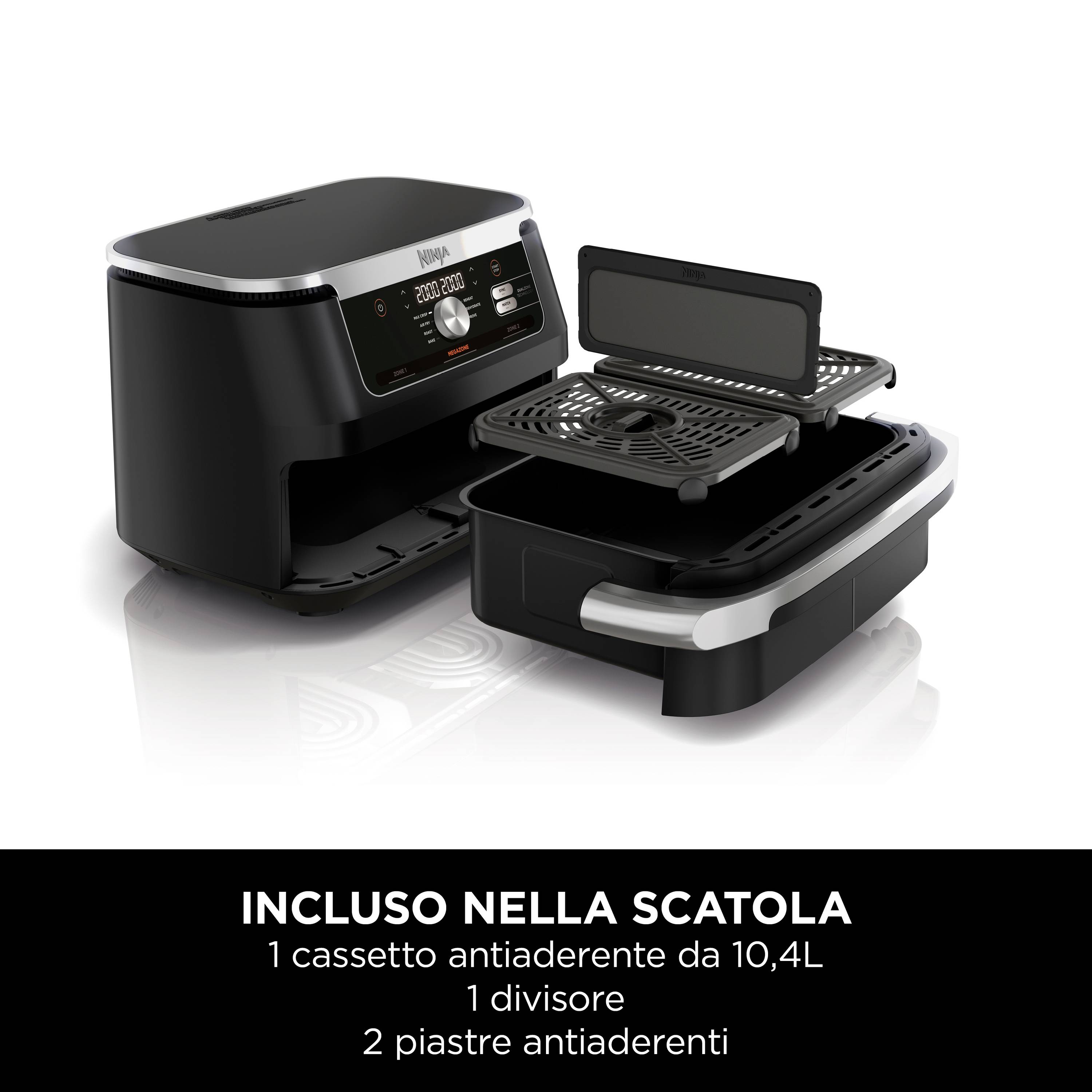 Ninja AF500EU Heißluft-Fritteuse 2470W Schwarz, Silber