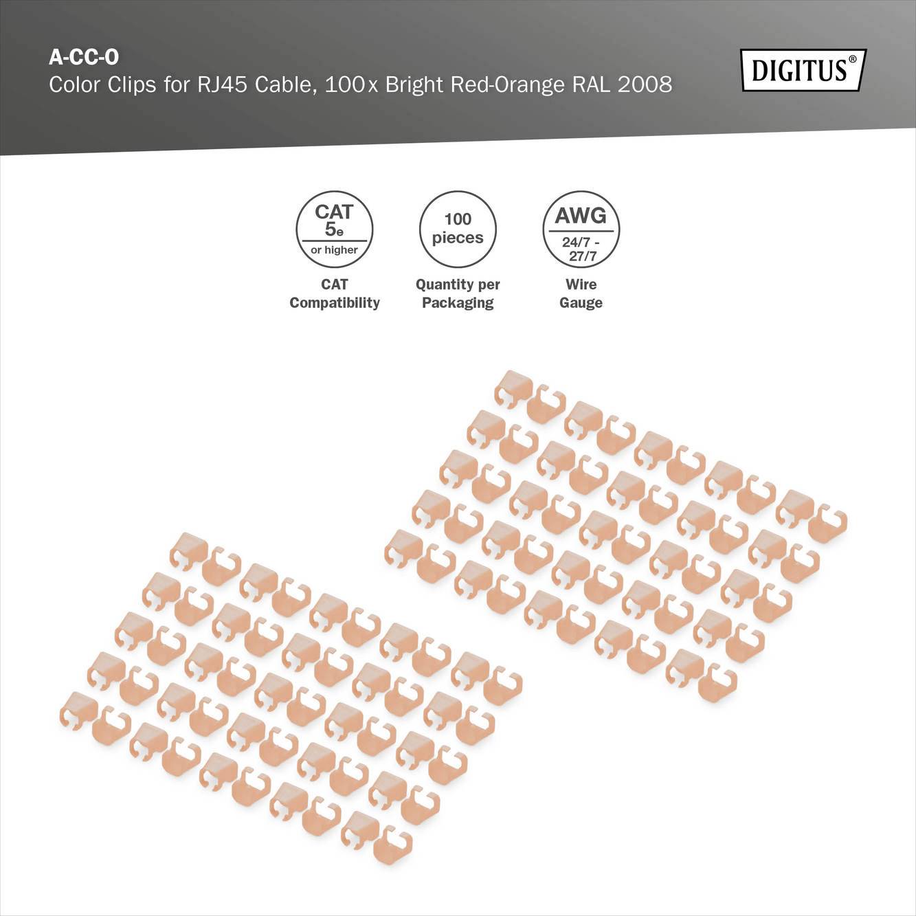 Digitus A-CC-O Patchkabel-Farbclips Orange 100St.