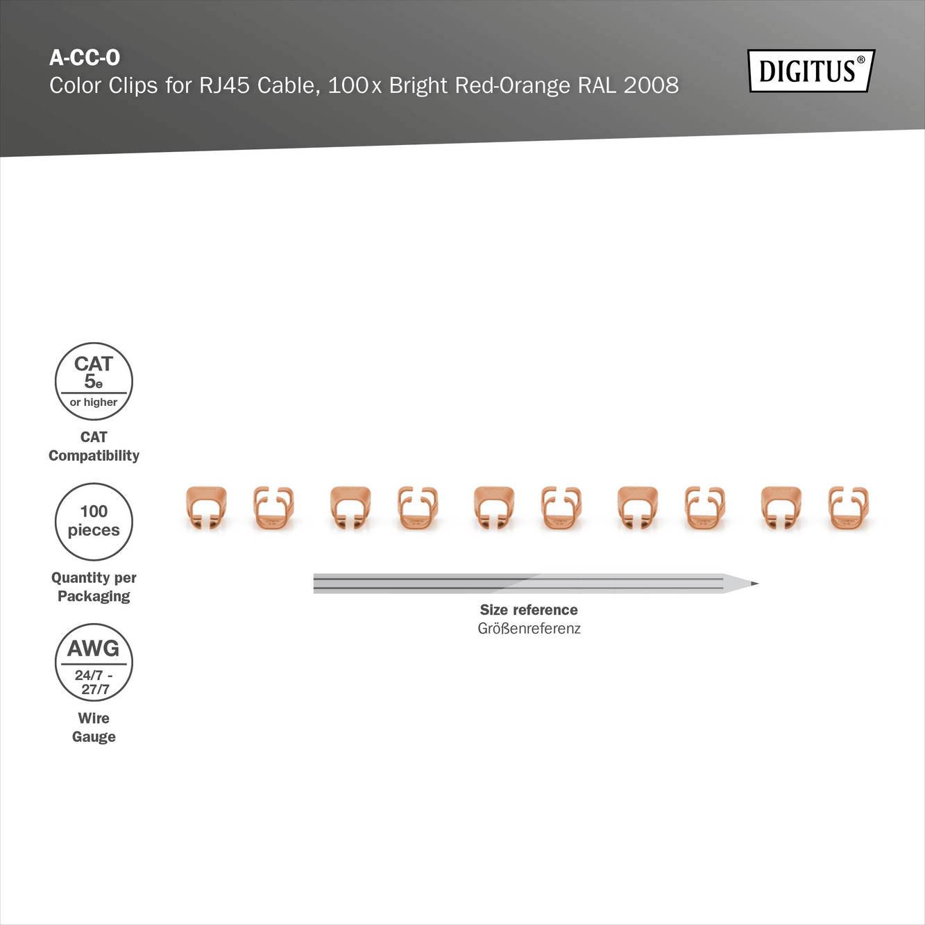 Digitus A-CC-O Patchkabel-Farbclips Orange 100St.