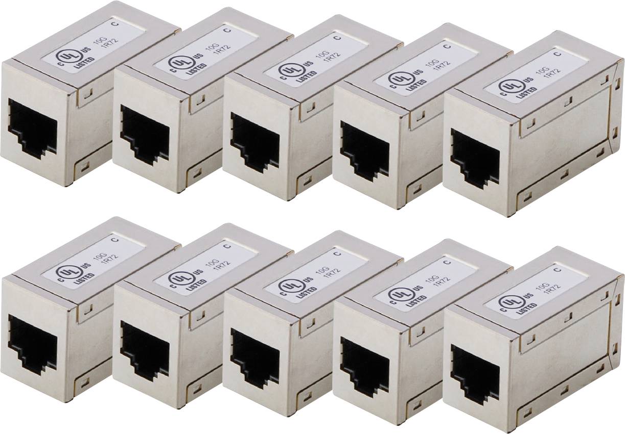 Digitus AT-AG-8-8-C6S-10 RJ45 Kupplungsgehäuse Polzahl Sensoren 8 Silber 10 St.