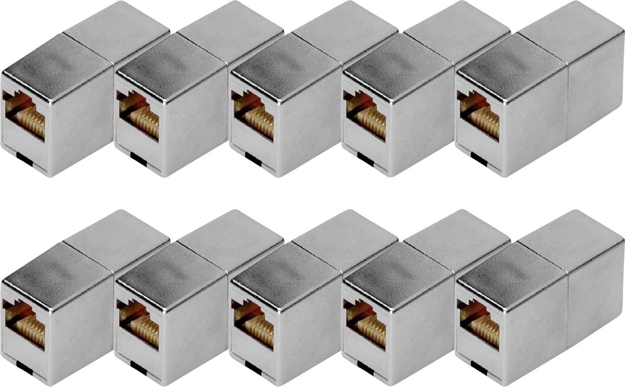 Digitus DN-93901-10 RJ45 Kupplungsgehäuse Polzahl Sensoren 8 Silber 10St.