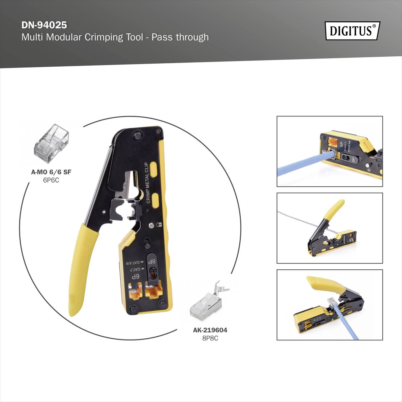 Digitus DN-94025 Crimp-Spleißschutzpresse Passend für (Netzwerk-Spezifikationen (CAT)): CAT 6